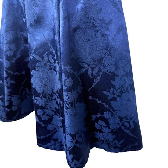 Maurices Vintage Navy Satin Floral Beaded Choker Halter 90s Y2K Prom Dress sz XS - Picture 8 of 15